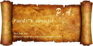 Parák Arnold névjegykártya